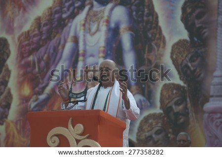 KOLKATA - DECEMBER 20: Pravin Togadia- International Working President of the VHP giving speech during the Golden Jubilee celebration of VHP on December 20, 2014 in Kolkata,India.