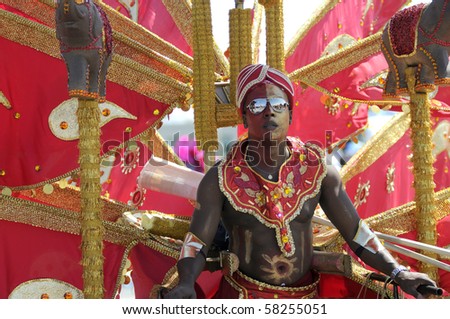 TORONTO - JULY 31:  A leader of a masquerade band  during the 43rd Annual Caribana Parade  on July 31, 2010 in Toronto.