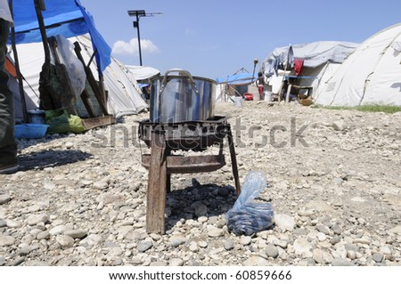 PORT-AU-PRINCE - AUGUST 28:  A cooking stove outside the tents in Port-Au-Prince, Haiti on August 28, 2010.