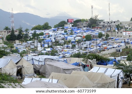 PORT-AU-PRINCE - AUGUST 28:   A big Tent city for the Victims of the earthquake  on August 28, 2010 in Port-Au-Prince, Haiti