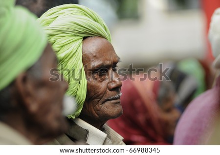 BHOPAL- DECEMBER 2: An old tribal man during the rally to mark the 26th year of the Bhopal Gas Disaster, in Bhopal - India on December 2, 2010.