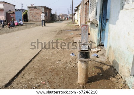BHOPAL - DECEMBER 4:A hand pump - main source of water contamination on the actual chemical dumping ground of the Union Carbide gas plant since 1984, in Bhopal - India on December 4, 2010.