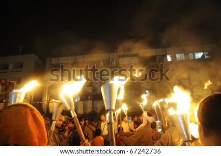 BHOPAL- DECEMBER 2: Victims being photographed by the media during the torch rally to mark the 26th year of Bhopal Gas disaster, in Bhopal - India on December 2, 2010.