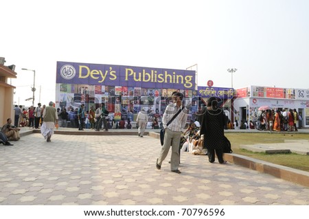 KOLKATA- FEBRUARY 4: People roam around the premises of the Book Fair  during the 2011 Kolkata Book fair in Kolkata, India on February 4, 2011.