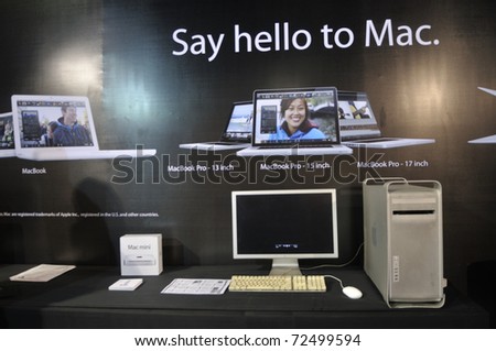 KOLKATA- FEBRUARY 20:  A Mac computer on display during the Information and Communication Technology (ICT) conference and exhibition in Kolkata, India on February 20, 2011.