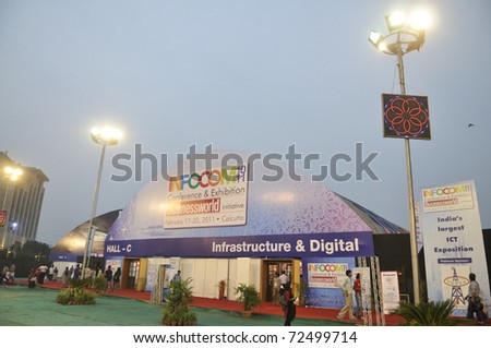 KOLKATA- FEBRUARY 20: A view of the exhibition place  during the Information and Communication Technology (ICT) conference and exhibition in Kolkata, India on February 20, 2011.