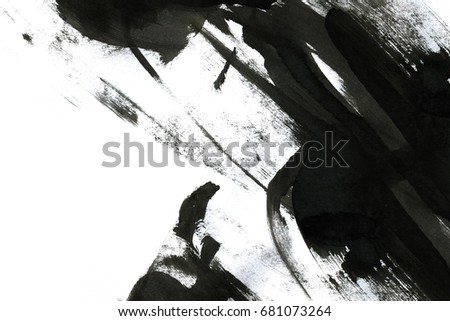 Abstract ink background. Marble style. Black paint stroke texture on white paper. Wallpaper for web and game design. Grunge. Dark Smear. Ink artwork. Artistic abstract frame. Interior design picture