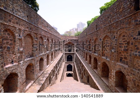 NEW DELHI - MAY 19: Agrasen ki Baoli on May 19, 2013 in New Delhi. Agrasen ki Baoli is a step well and is believed it was built during the Mahabharat epic era and rebuilt in the fourteenth century.