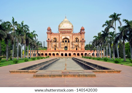 NEW DELHI - MAY 20: Safdarjung\'s tomb on May 20, 2013 in New Delhi. Safdarjung\'s Tomb is a garden tomb which was built in 1754 in the late Mughal Empire style.