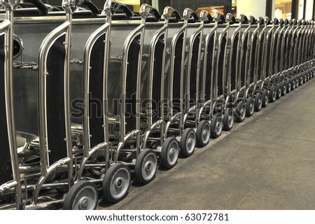 line of  push trolleys outside a commercial shop in Los Angeles