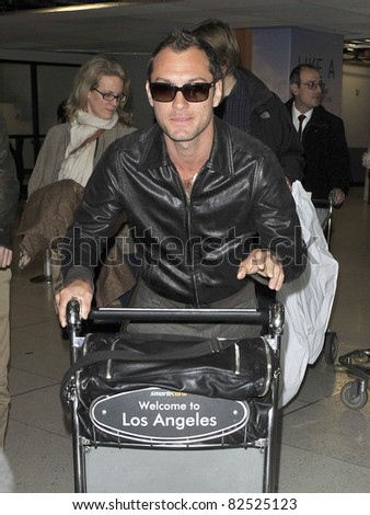 LOS ANGELES-FEBRUARY 26: Actor Jude Law is seen at LAX. February 26, 2010 in Los Angeles, California