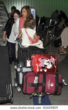 LOS ANGELES-MAY 14: Actress Jessica Alba with daughter Honor at LAX airport. May 14 in Los Angeles, California 2010