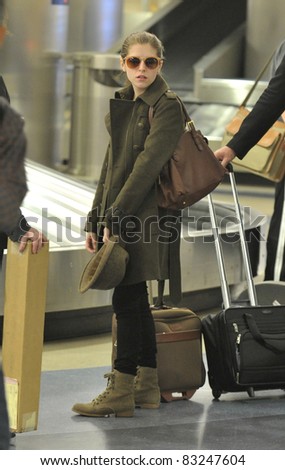 LOS ANGELES-APRIL 30: Actress Anna Kendricks at LAX airport. April 30 in Los Angeles, California 2011