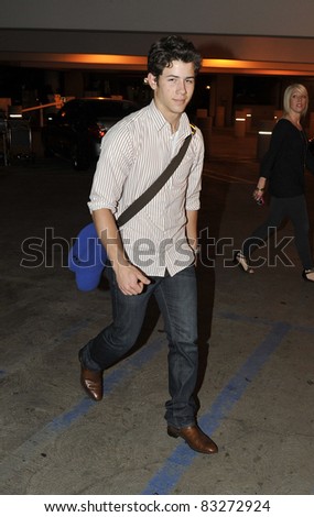 LOS ANGELES-MARCH 14: Actor singer Nick Jonas at LAX airport. March 14 in Los Angeles, California 2011