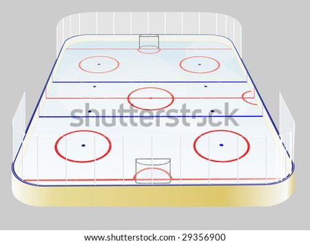 Ice hockey field with lot of details. Vector.