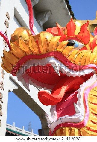 Oriental Dragon Decoration for Chinese New Year celebration at Yuen Yuen Institute Temple, Hong Kong
