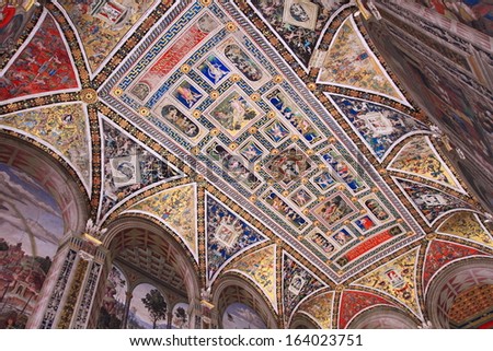 Siena, Italy December 5: Mosaic Dome Of Siena Cathedral On December 5, 2011 In Siena, Italy. Siena Cathedral Forms Part Of The Unesco World Heritage Site In Siena, Italy.