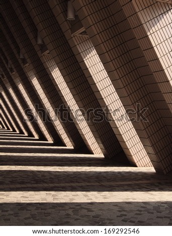 L shaped architecture and shadows at Hong Kong Cultural Center
