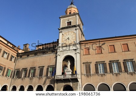 medieval city hall of Piazza Grande, a unesco world heritage site in Modena, Italy