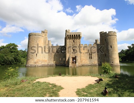 SUSSEX, ENGLAND - JUNE 11, 2014: View of medieval castle on June 11, 2014 in Sussex, England. Built in the 14th century, it is one of the most visited castles in Sussex and a landmark in England.
