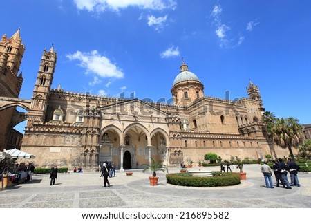 PALERMO, ITALY - APRIL 2, 2010: Palermo Cathedral on April 2, 2010 in Palermo, Italy.  This historic cathedral is a landmark in Sicily of Italy.