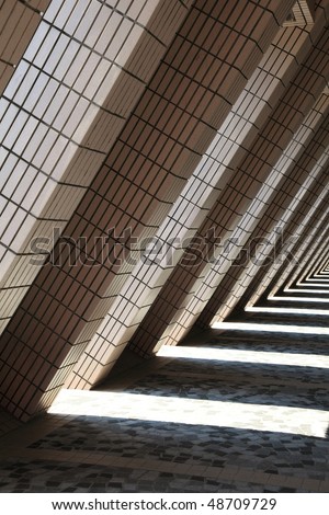 L shaped architecture and shadows at Hong Kong Cultural Center