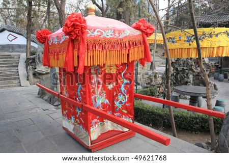 stock photo traditional Chinese wedding sedan chair for carrying the bride