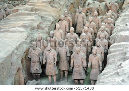 Xian unesco world heritage: group of ancient Terracotta warriors from Qin Dynasty in China