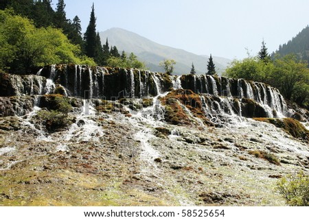waterfall of Huanglong national park in Sichuan, a unesco natural world heritage in China