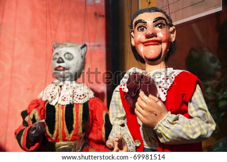 LUBECK - JUNE 8: medieval clown puppets performs puppet show at TheaterFiguren on June 8, 2010 in Lubeck, Germany