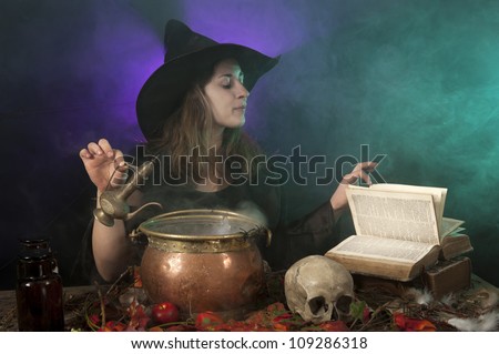 halloween witch making potions