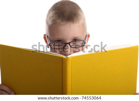 boy with glasses clipart. oy with glasses reading a