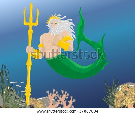 stock vector : Poseidon, Greek God of the Sea