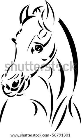 stock vector : Vector illustration tattoo style sketch horse head.