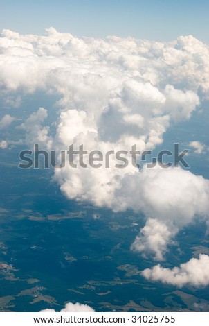 View down to earth from a plane