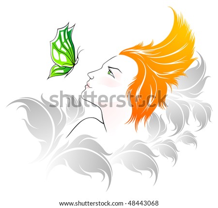 beauty and butterfly - raster copy. see vector format in my gallery