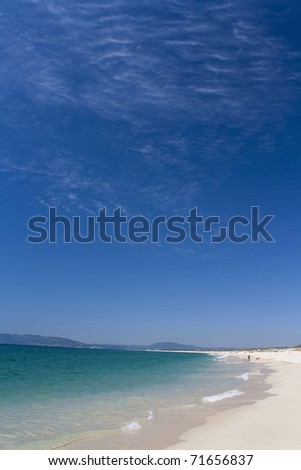 paradise beach; clean blue ocean with clean white sand