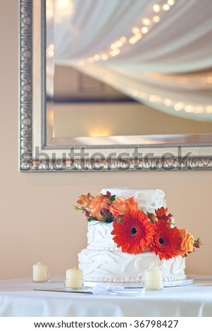 simple wedding cakes with flowers. stock photo : A simple three
