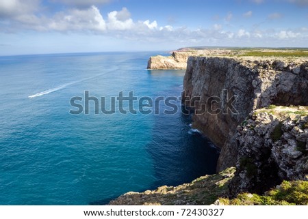 The cliffs at Cape Saint Vincent, near Sagres, Portugal, historically known as the end of the world
