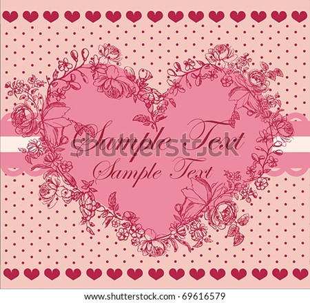 Romantic Card Design With Flowers Stock Vector 69616579