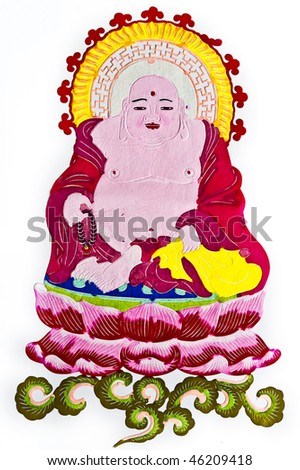 Buddha.This is a Chinese paper-cut, reflecting the Buddha\'s image.