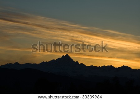 Alps at dusk, somewhere in Italy, near the France border