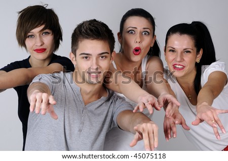 stock photo : four young people communicating