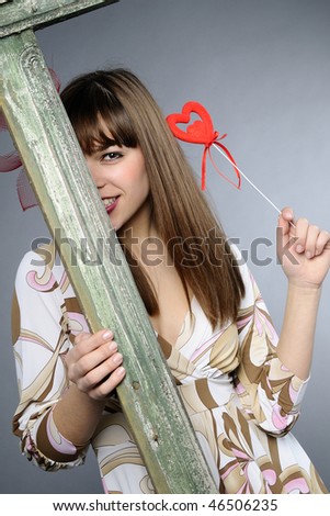 funny girl with red object