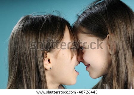 stock photo : twins talking