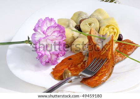 isolated food and purple flower