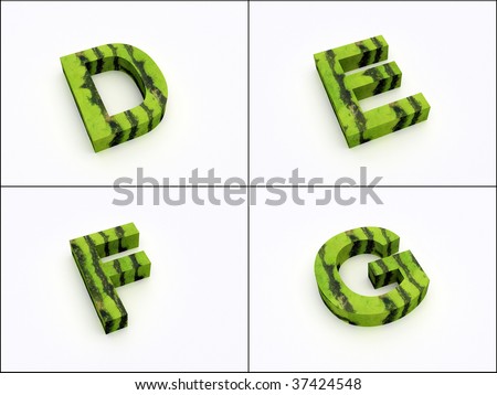Watermelon Letters D E F G Watermelon Letters D E F G Stock Photo 37424548