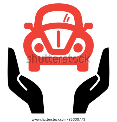 Hands  on Hands Holding Red Retro Car  Vector Icon   95330773   Shutterstock