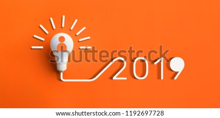 2019 creativity inspiration concepts with lightbulb on pastel color background.Business solution,planning ideas.glowing contents