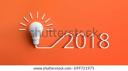 2018 creativity inspiration concepts with lightbulb on pastel color background.Business ideas